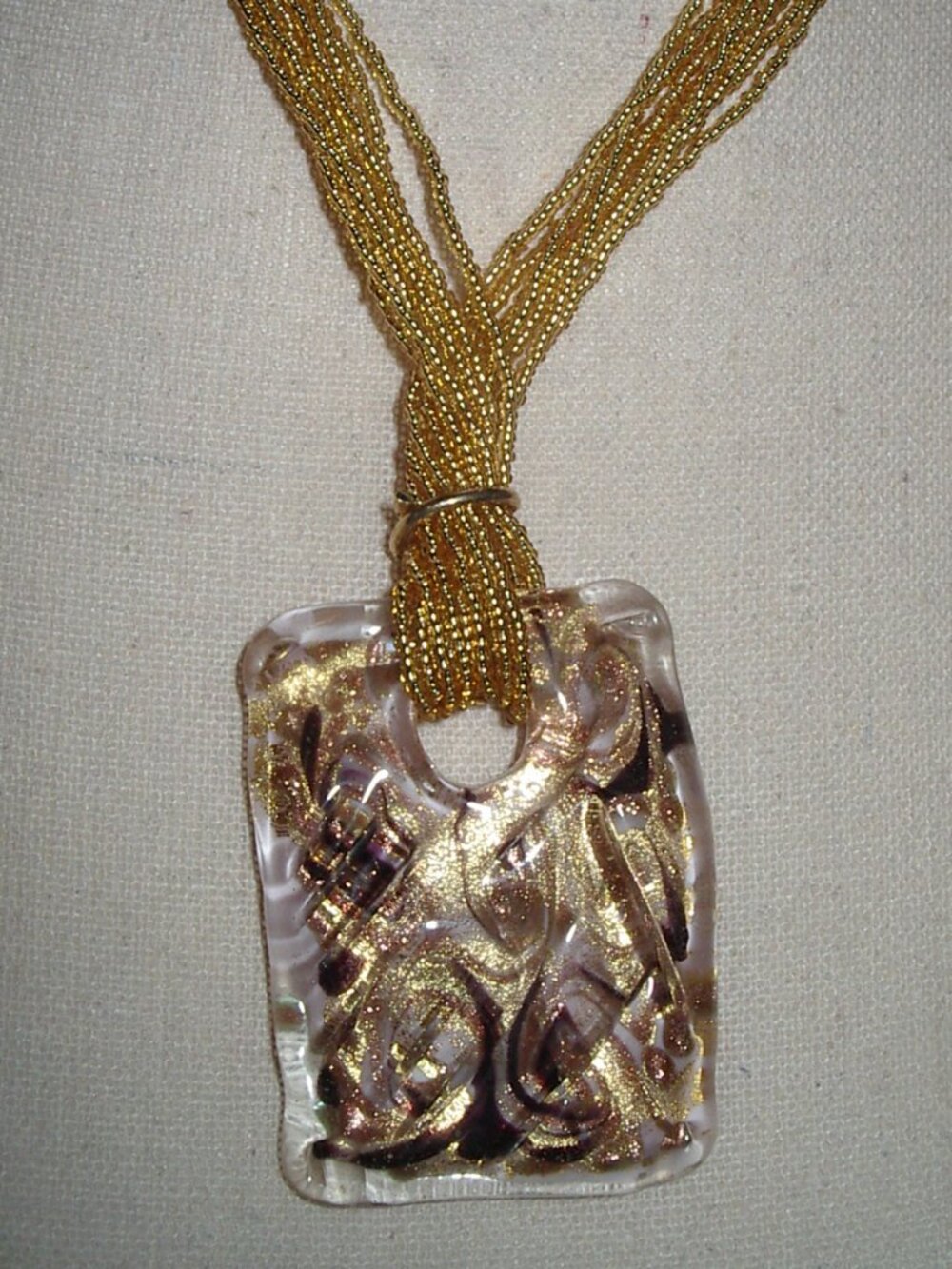 VINTAGE SIGNED $529 NWT Murano Glass 24K Gold 925 Sterling Pendant 20" Necklace